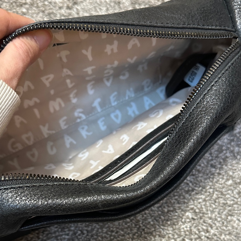 Aimee Kestenberg Bleecker Black Shimmer Leather Shoulder Bag - Picture 10 of 12